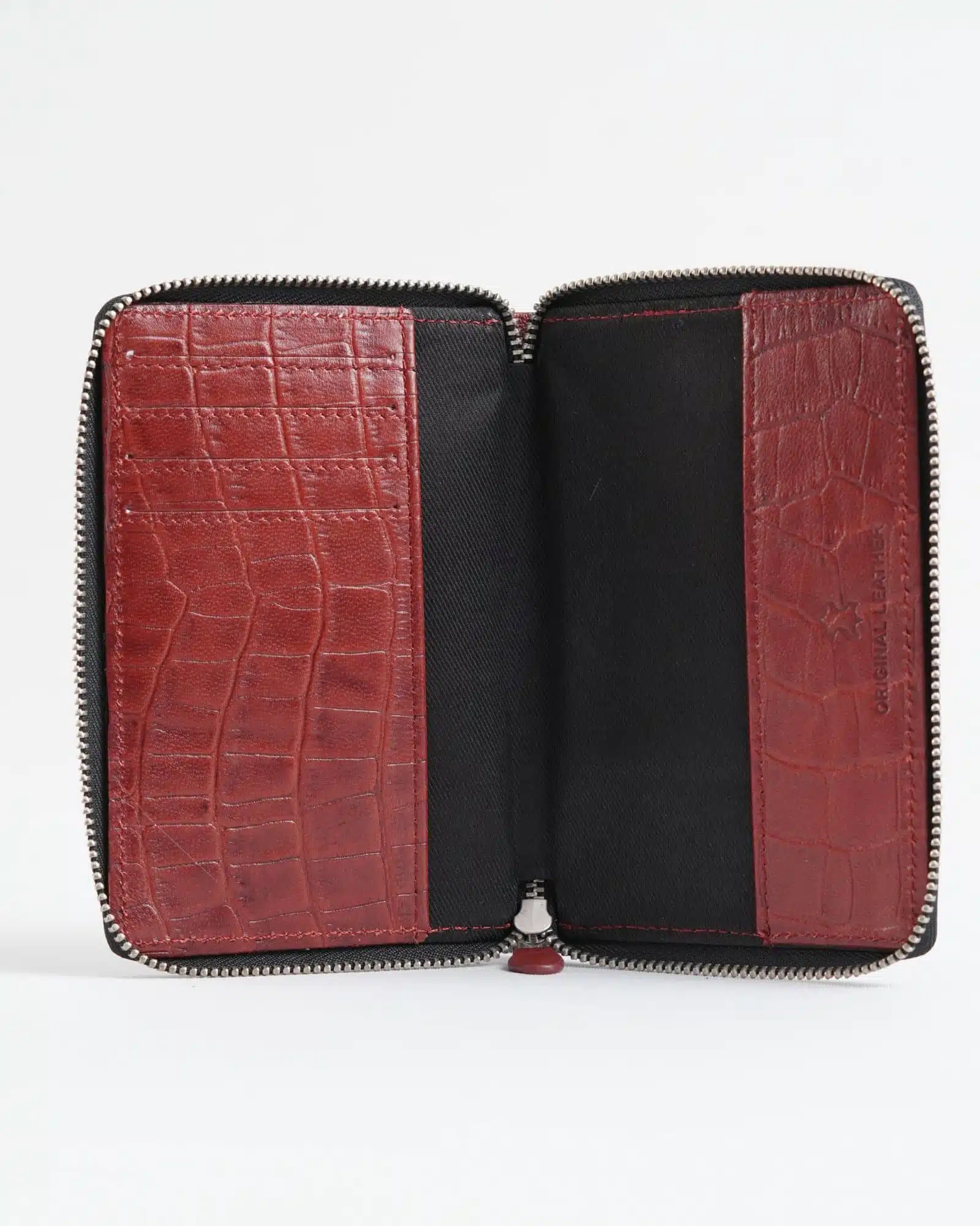 Oliver - Original Leather Sleek Passport  Holder (Croco Brown and Cherry Blend)