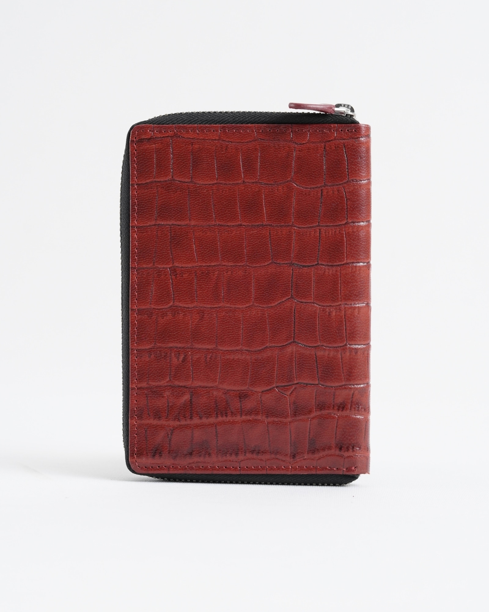 Oliver - Original Leather Sleek Passport  Holder (Croco Brown and Cherry Blend) - Image 4