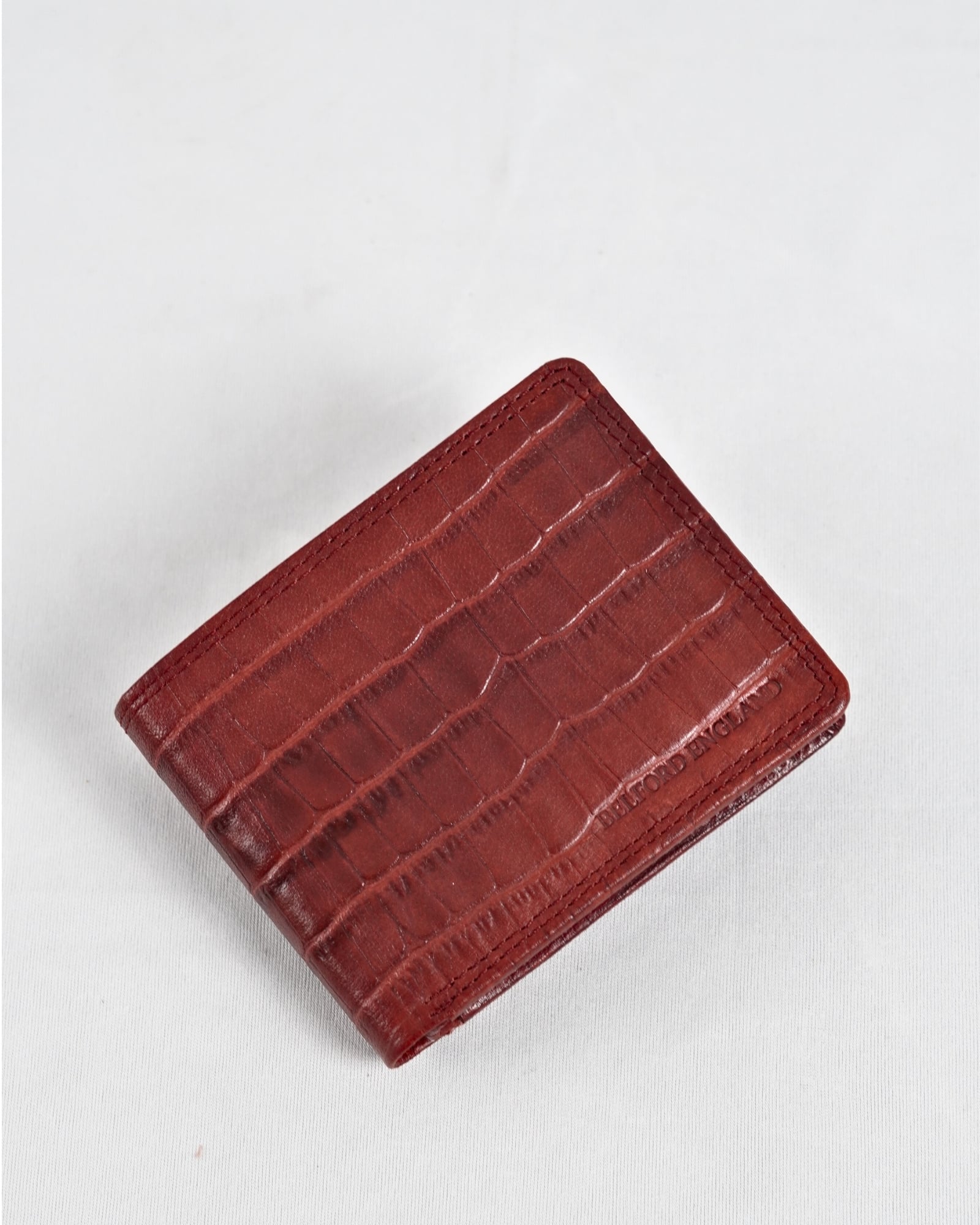 Real Madrid - Men’s Original Sleek Leather Wallet (Croco Brown and Cherry Blend) - Image 4