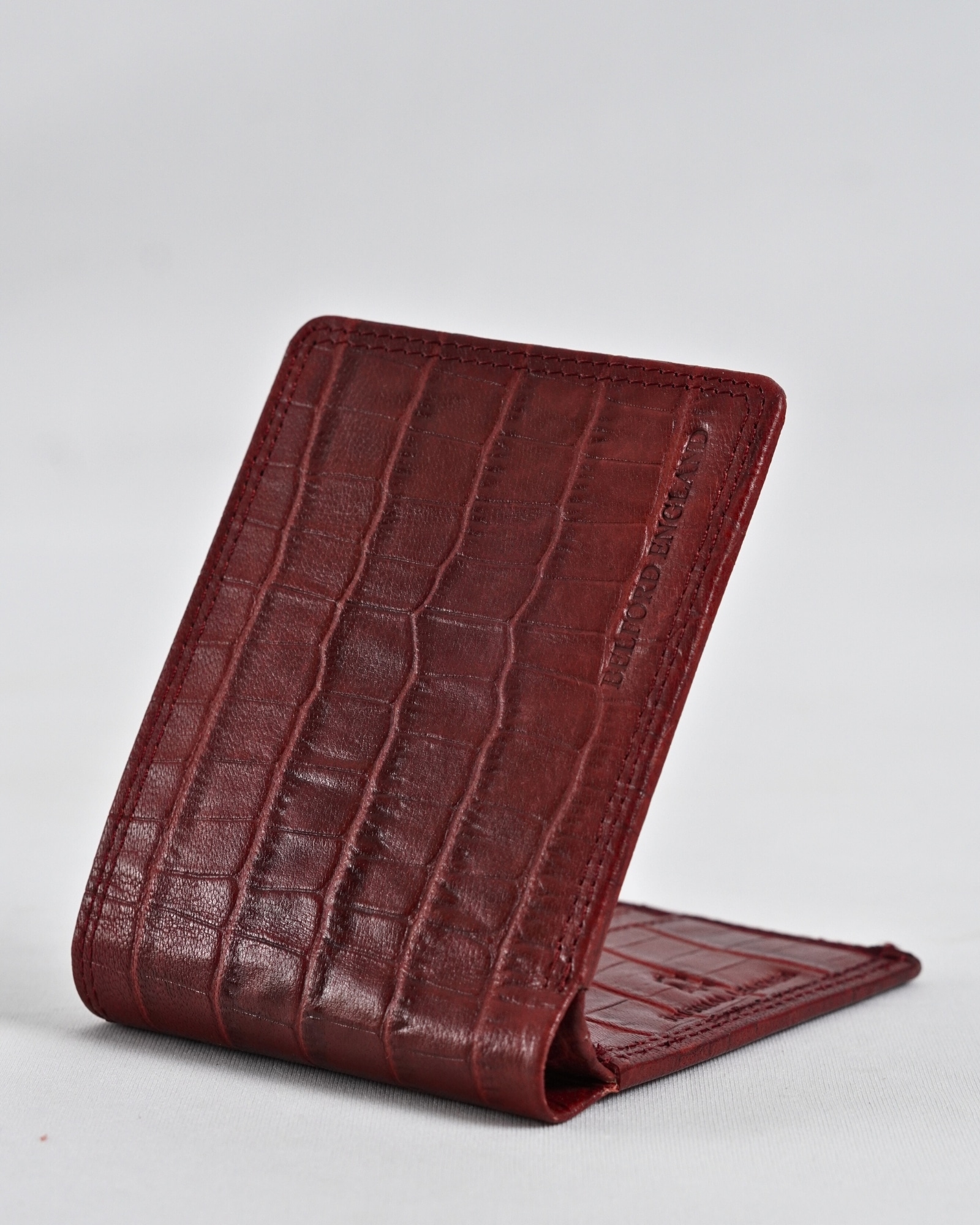 Real Madrid - Men’s Original Sleek Leather Wallet (Croco Brown and Cherry Blend) - Image 7