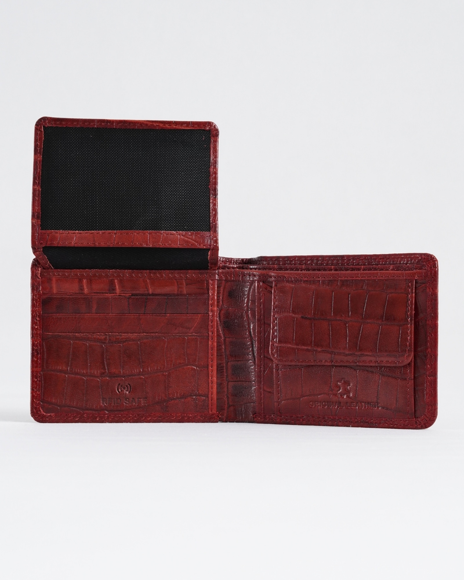 Tanner Men’s Original Leather Wallet (Croco Cherry & Brown Blend ) - Image 3