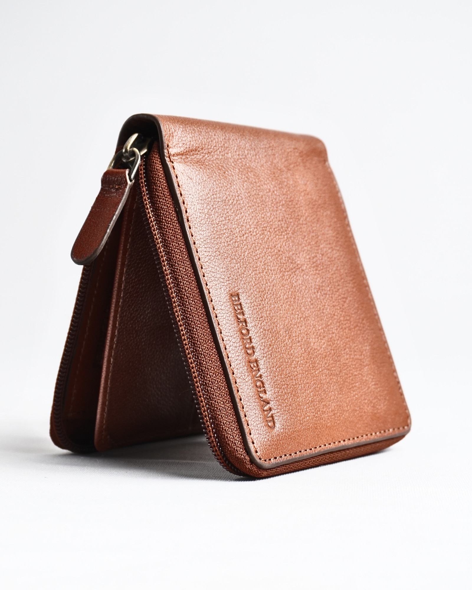 Tokyo Men’s Original Leather Zipper Wallet  ( Cognac ) - Image 7