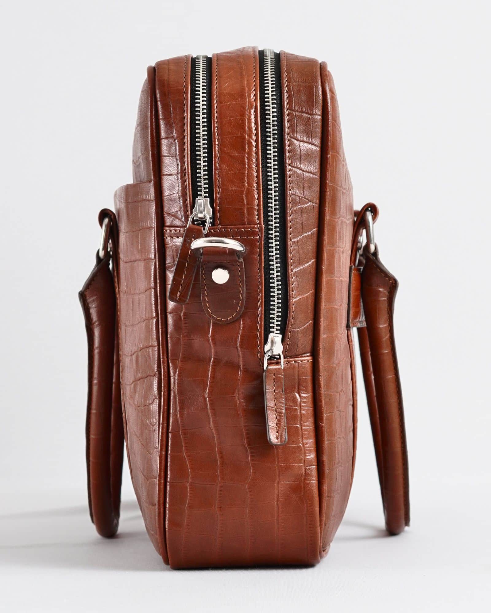 Executive Men's Original Leather Briefcase  (Croco Luxury Brown) - Image 4