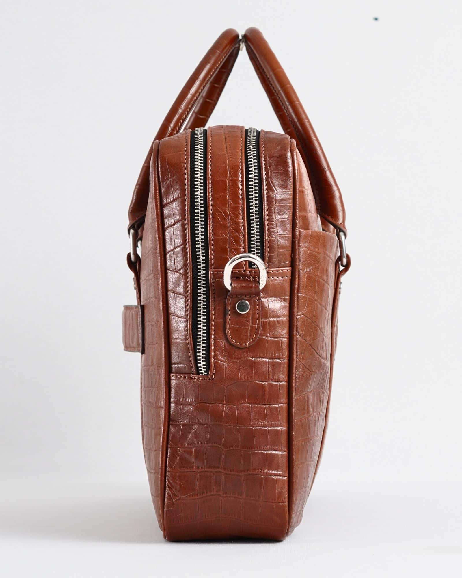 Executive Men's Original Leather Briefcase  (Croco Luxury Brown) - Image 5