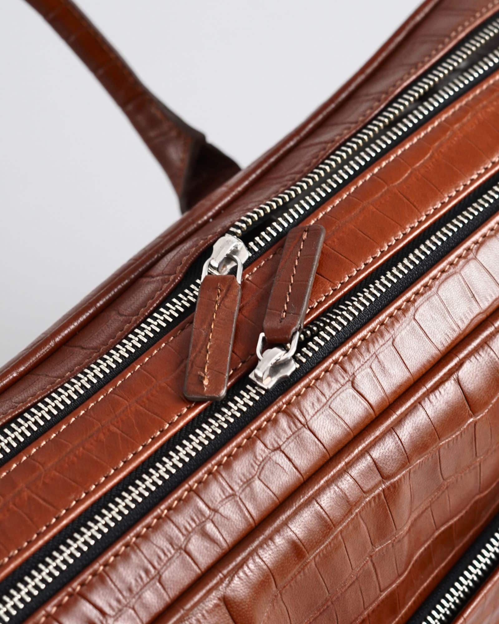 Executive Men's Original Leather Briefcase  (Croco Luxury Brown) - Image 6