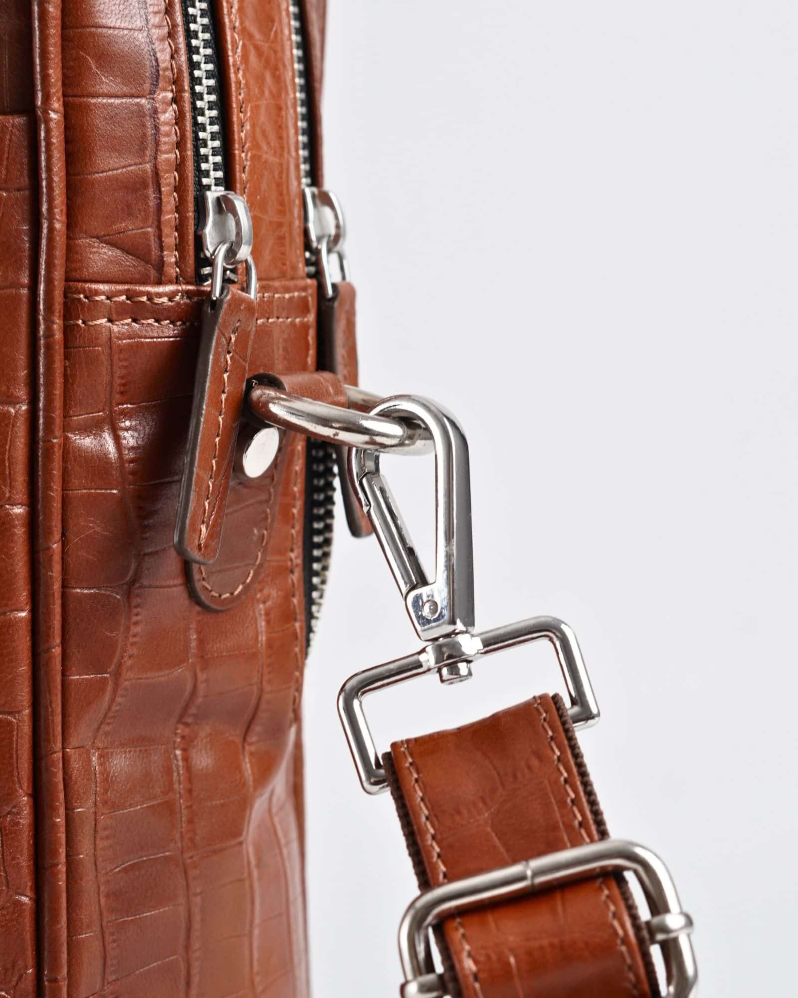 Executive Men's Original Leather Briefcase  (Croco Luxury Brown) - Image 8