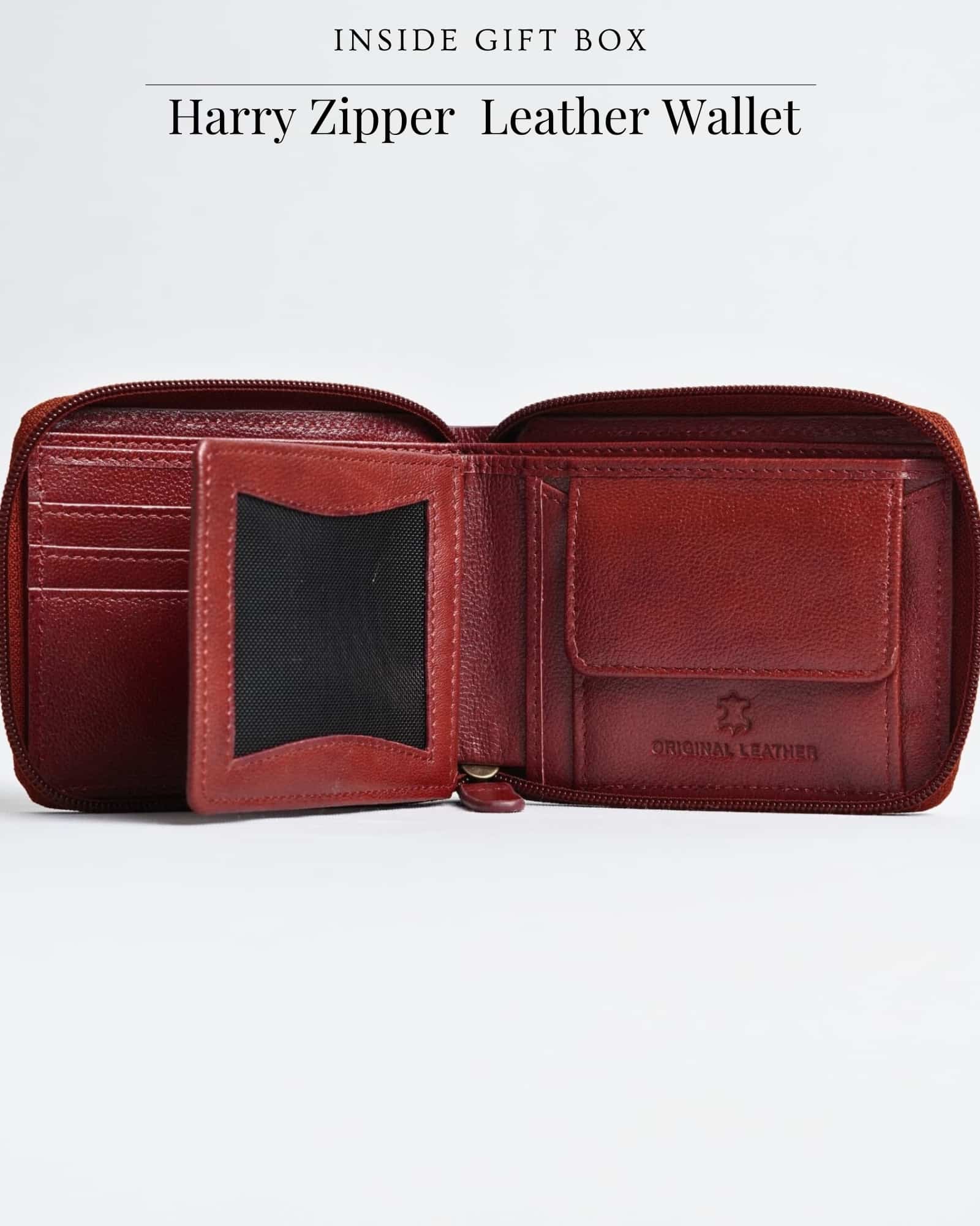 Gift For Men: Personalized Luxury Leather Wallet (Zip Around), Belt & Card Holder Set - Image 3