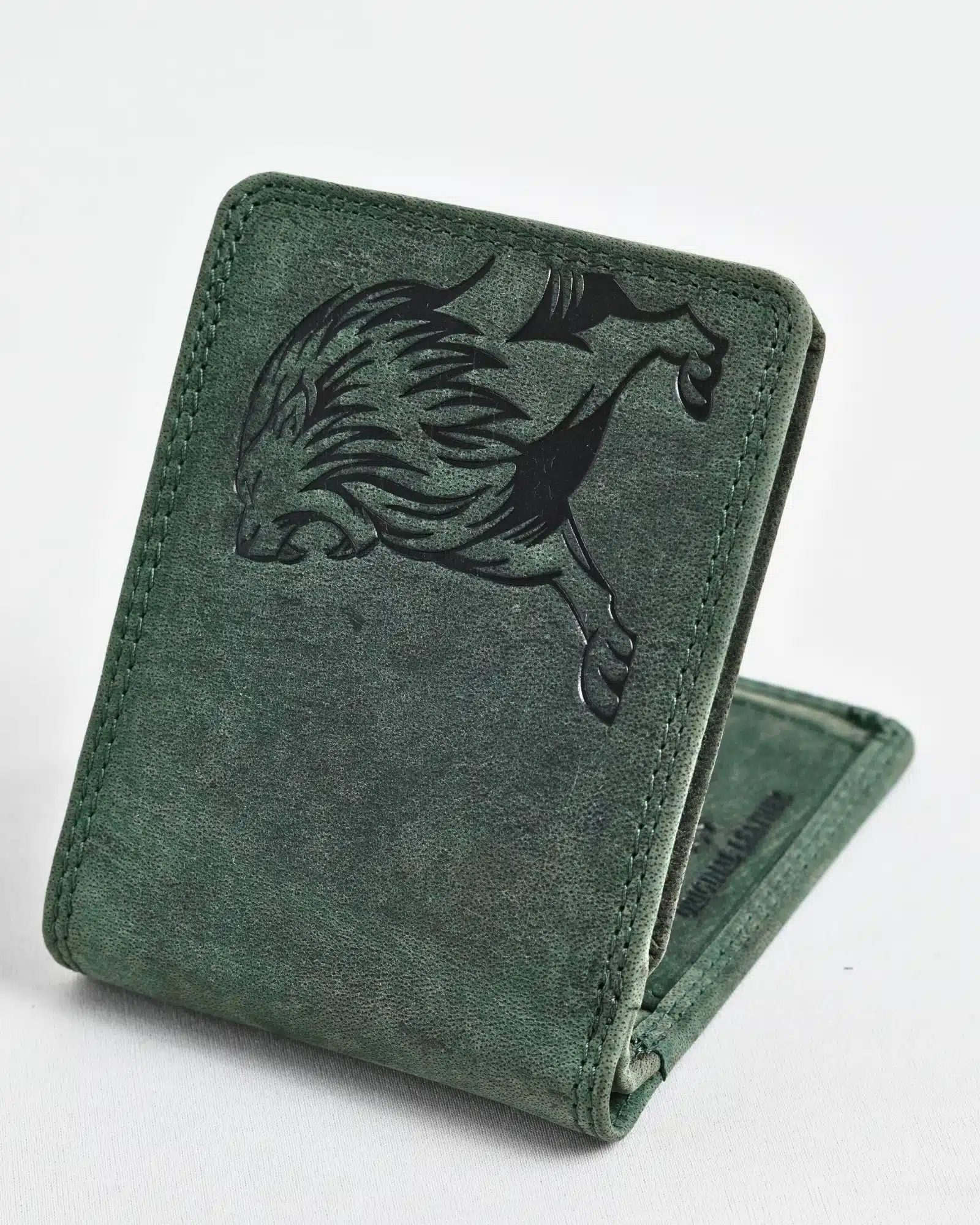 Cambridge (Limited Edition) Men’s Original Leather Wallet - (Rugged Green) - Lion