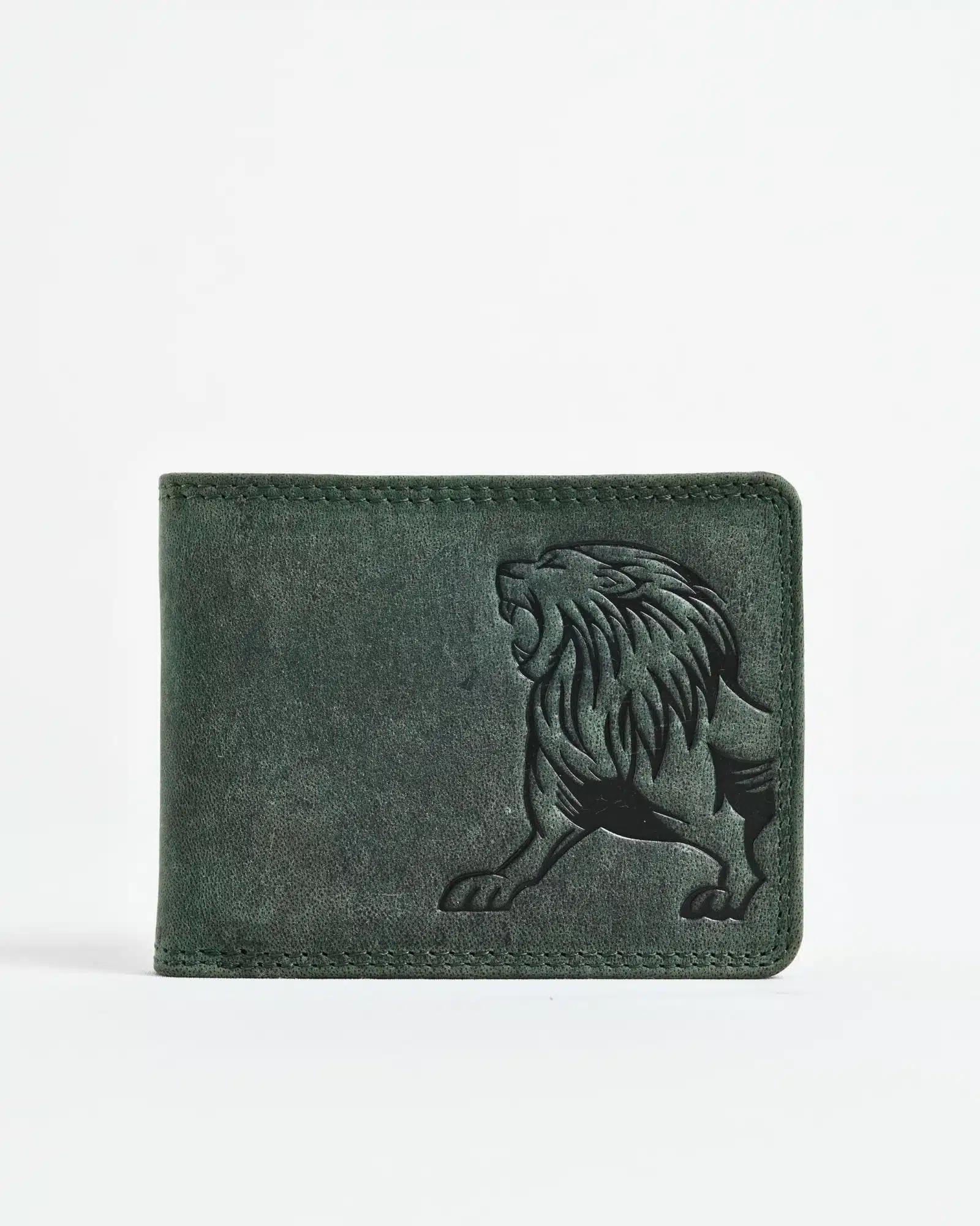 Cambridge (Limited Edition) Men’s Original Leather Wallet - (Rugged Green) - Lion - Image 2