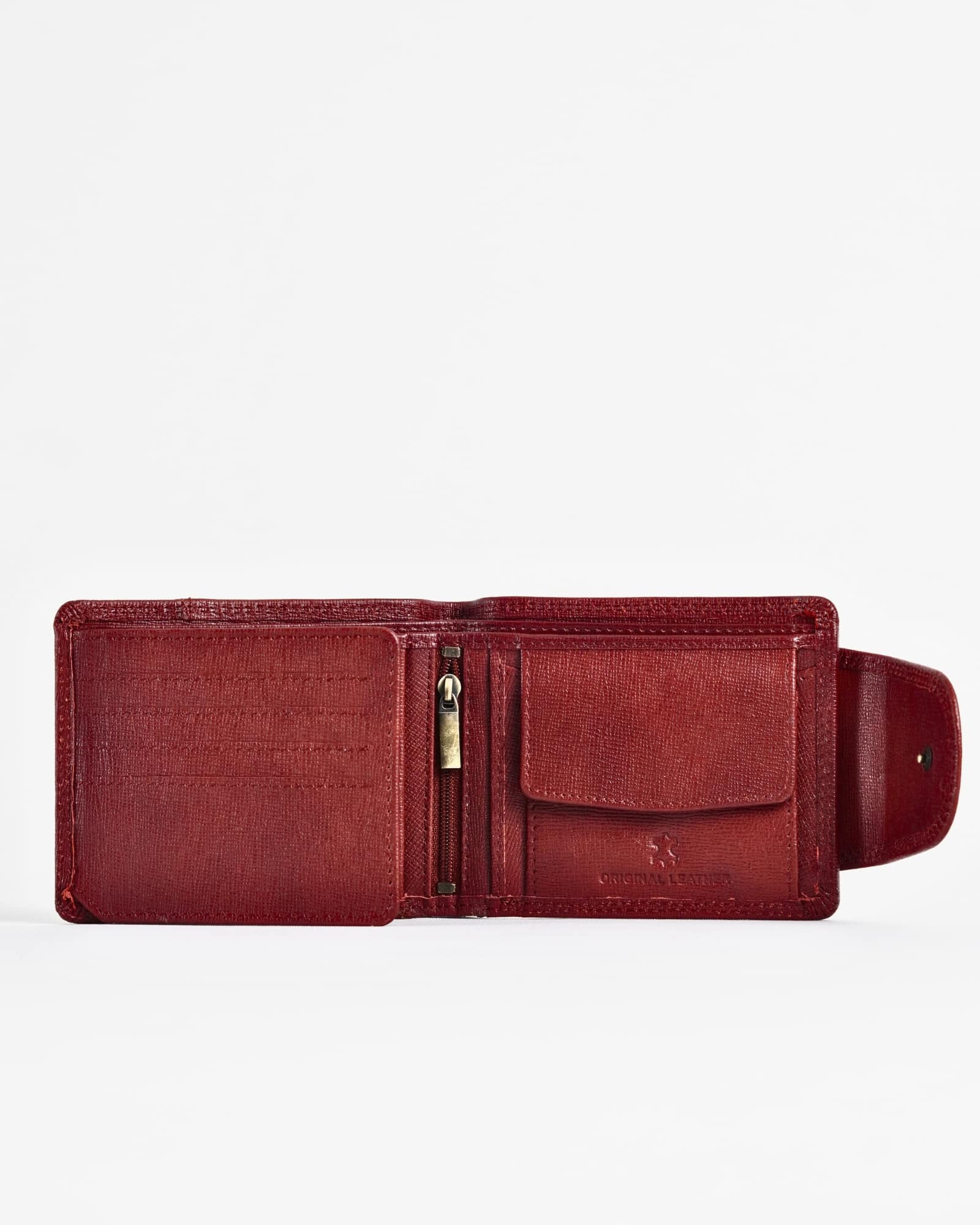 Derby - Men’s Original Leather Wallet (Saffiano Brown and Cherry Blend) - Image 3