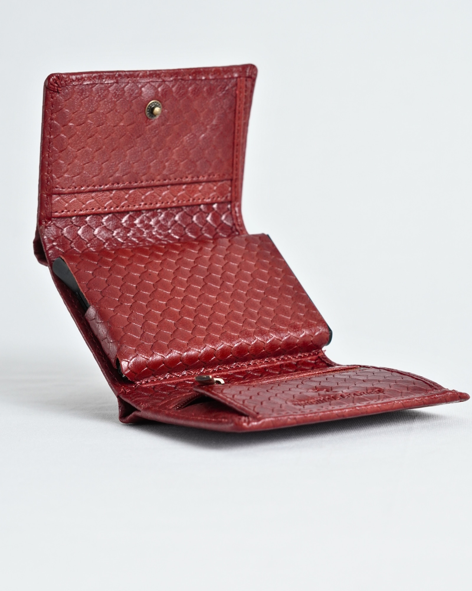 Detroit - Men’s Original Leather [Smart Card Pop UP] Wallet (Royal Cherry Salmon) - Image 2