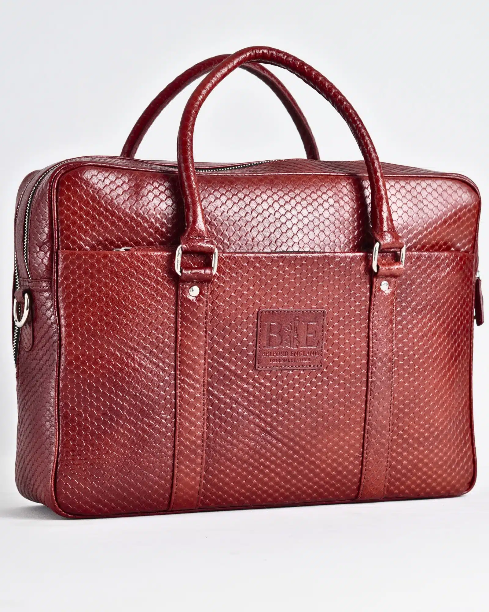 Executive Men's Original Leather Briefcase  (Royal Cherry Salmon)