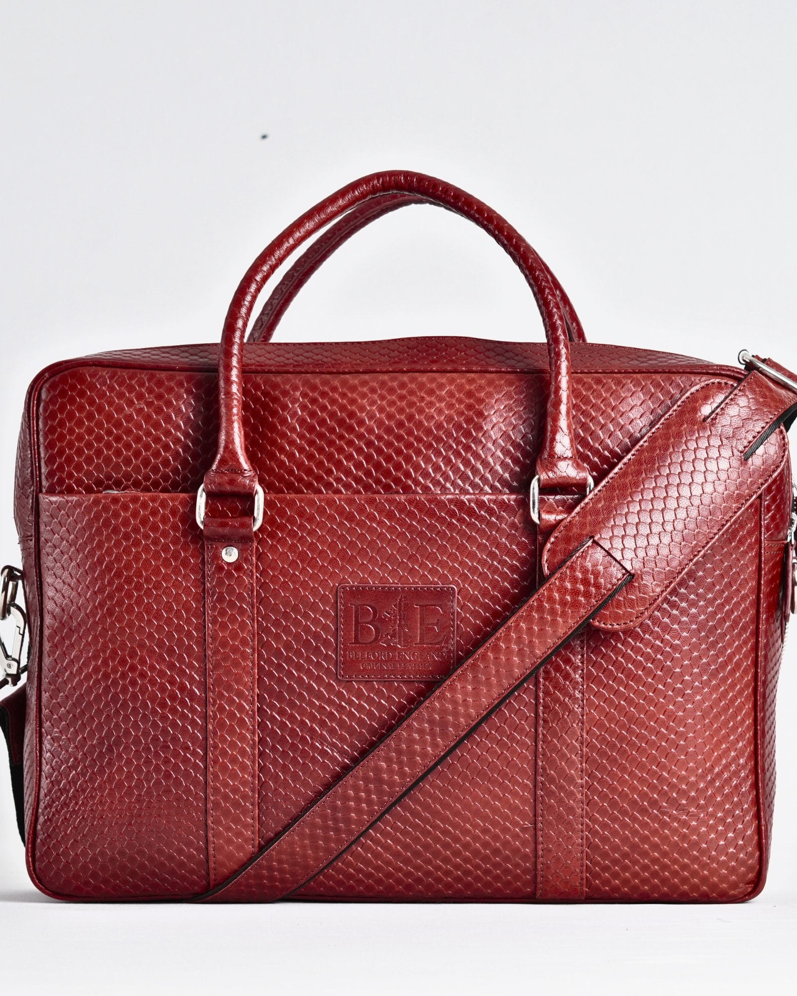 Executive Men's Original Leather Briefcase  (Royal Cherry Salmon) - Image 3