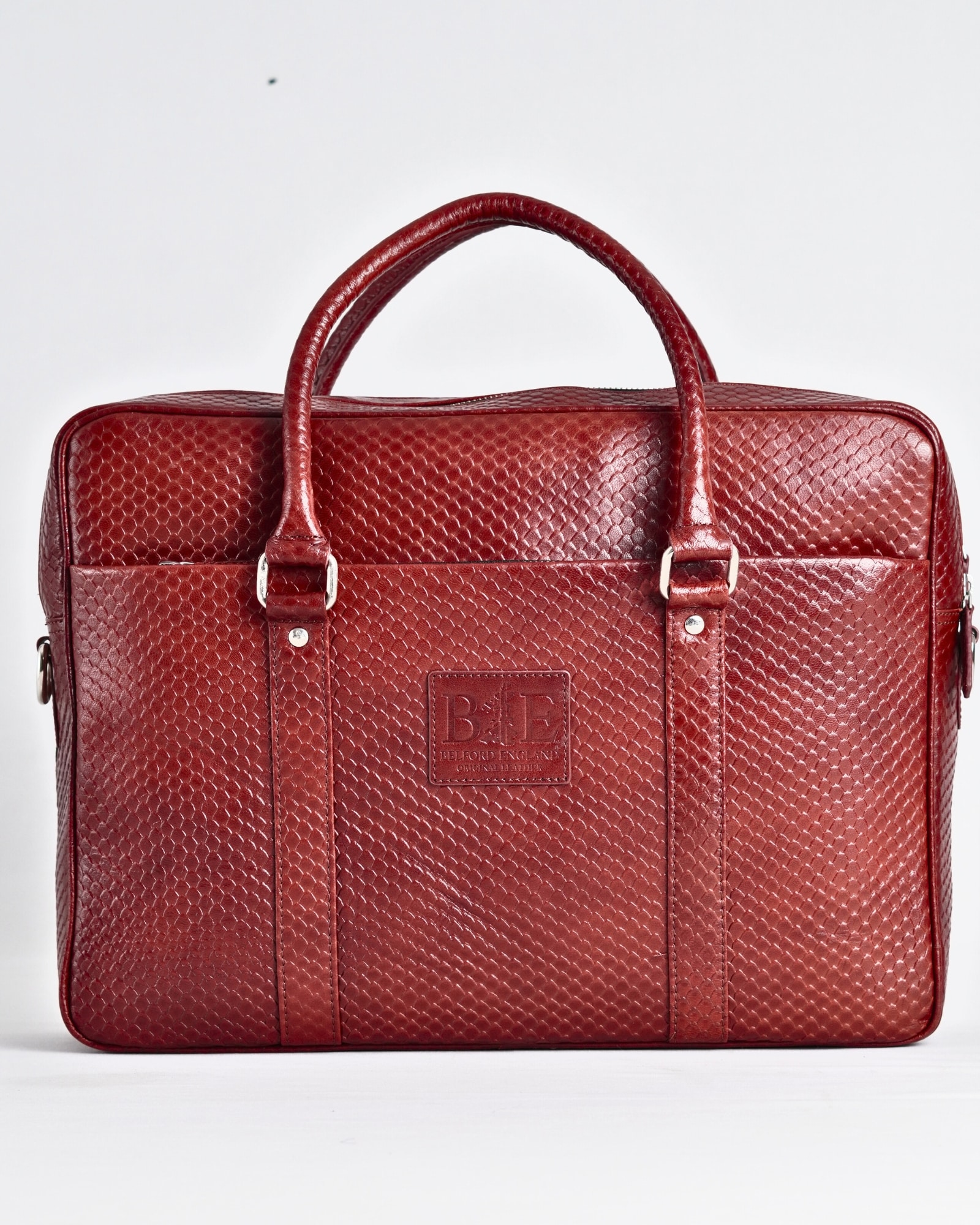 Executive Men's Original Leather Briefcase  (Royal Cherry Salmon) - Image 5