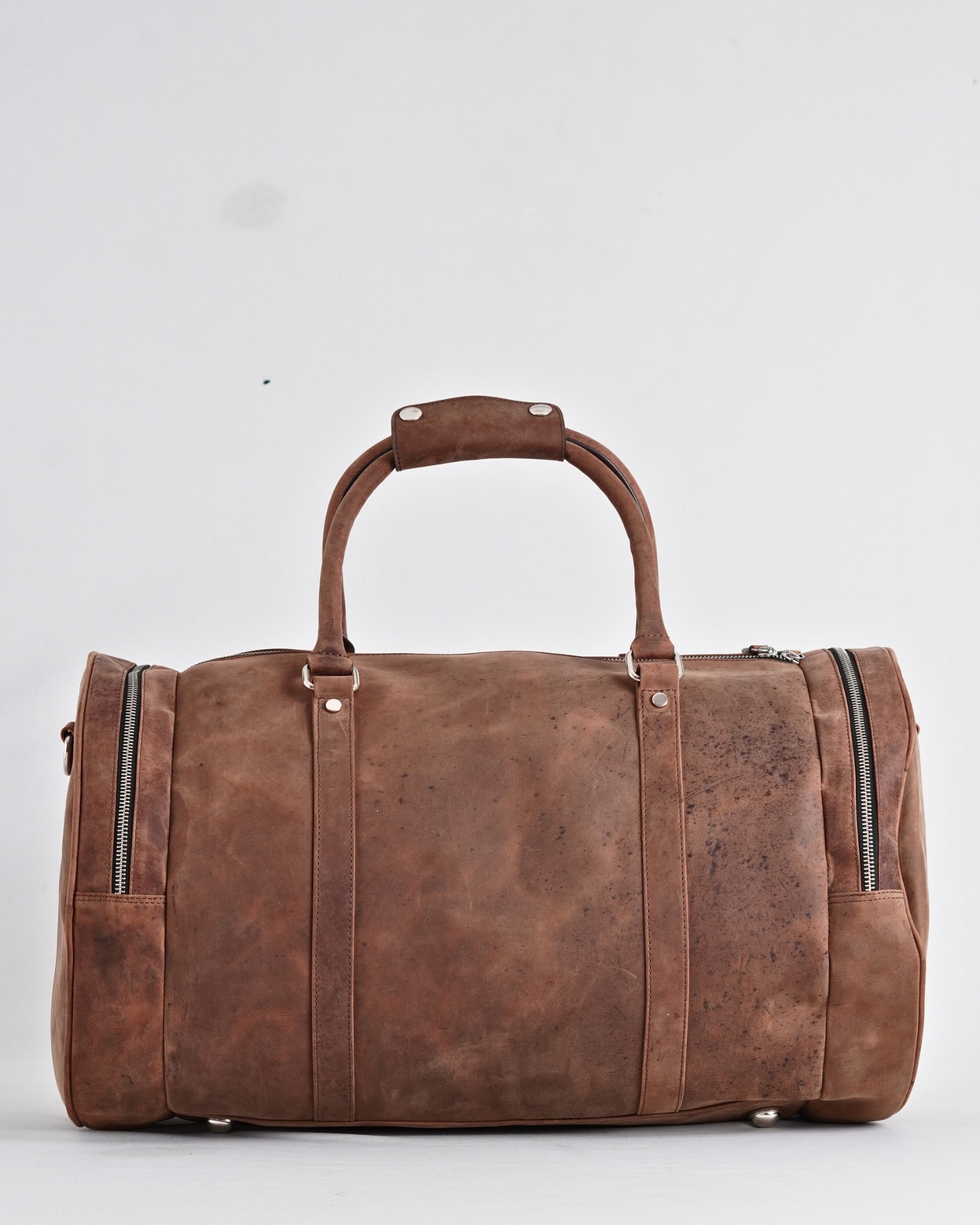 Weekender Duffle  - Original Leather Travel Bag (Rugged Brown) - Image 3