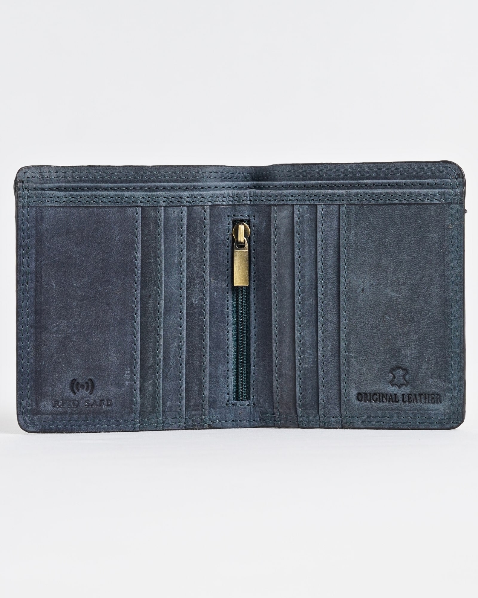 Aubrey - Men’s Original Leather Wallet - Blue
