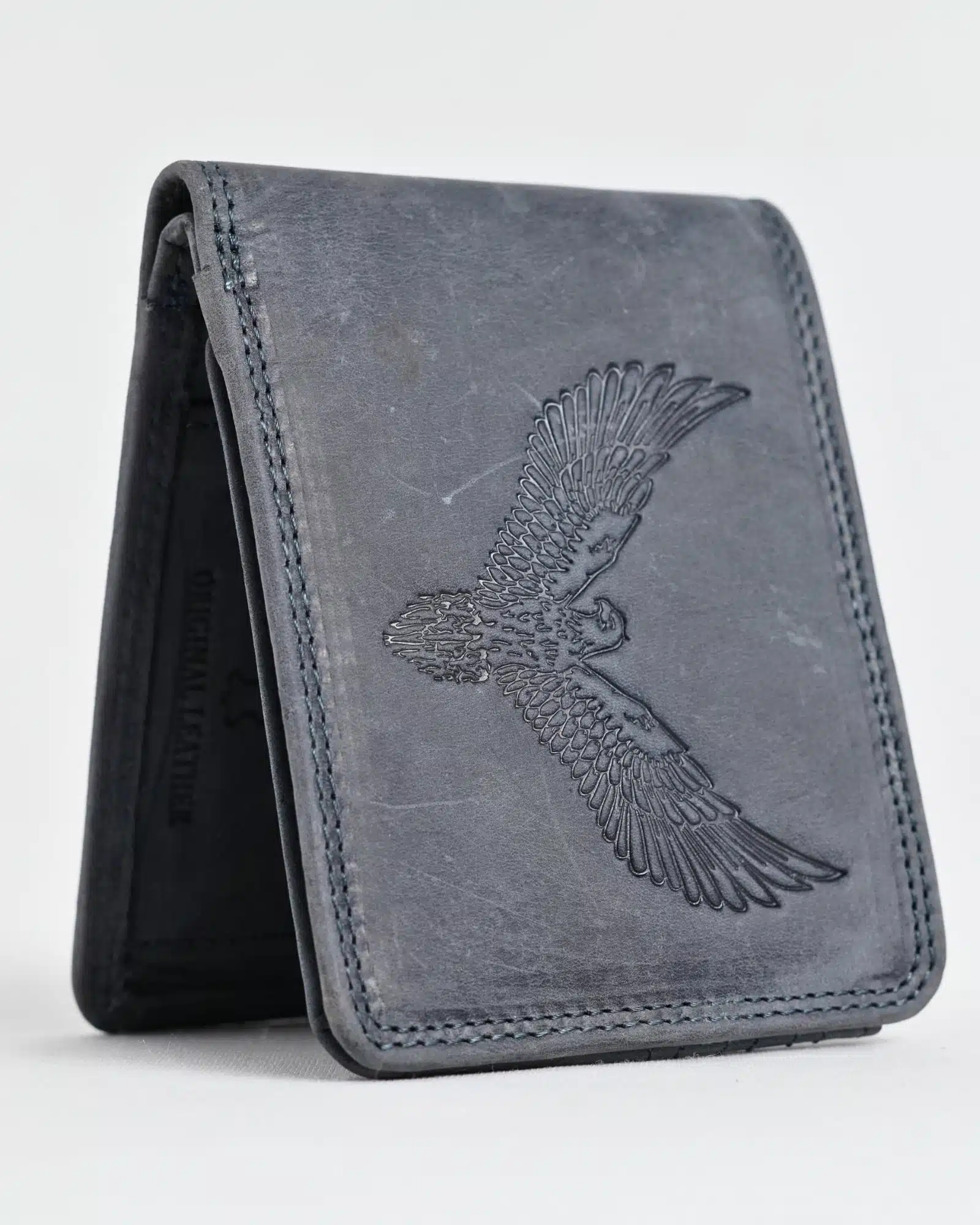 Cambridge (Limited Edition) Men’s Original Leather Wallet - Rugged Blue - Eagle - Image 6