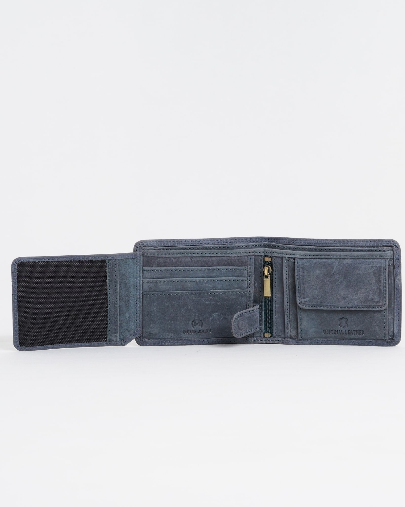Cambridge (Limited Edition) Men’s Original Leather Wallet - Rugged Blue - Lion - Image 4