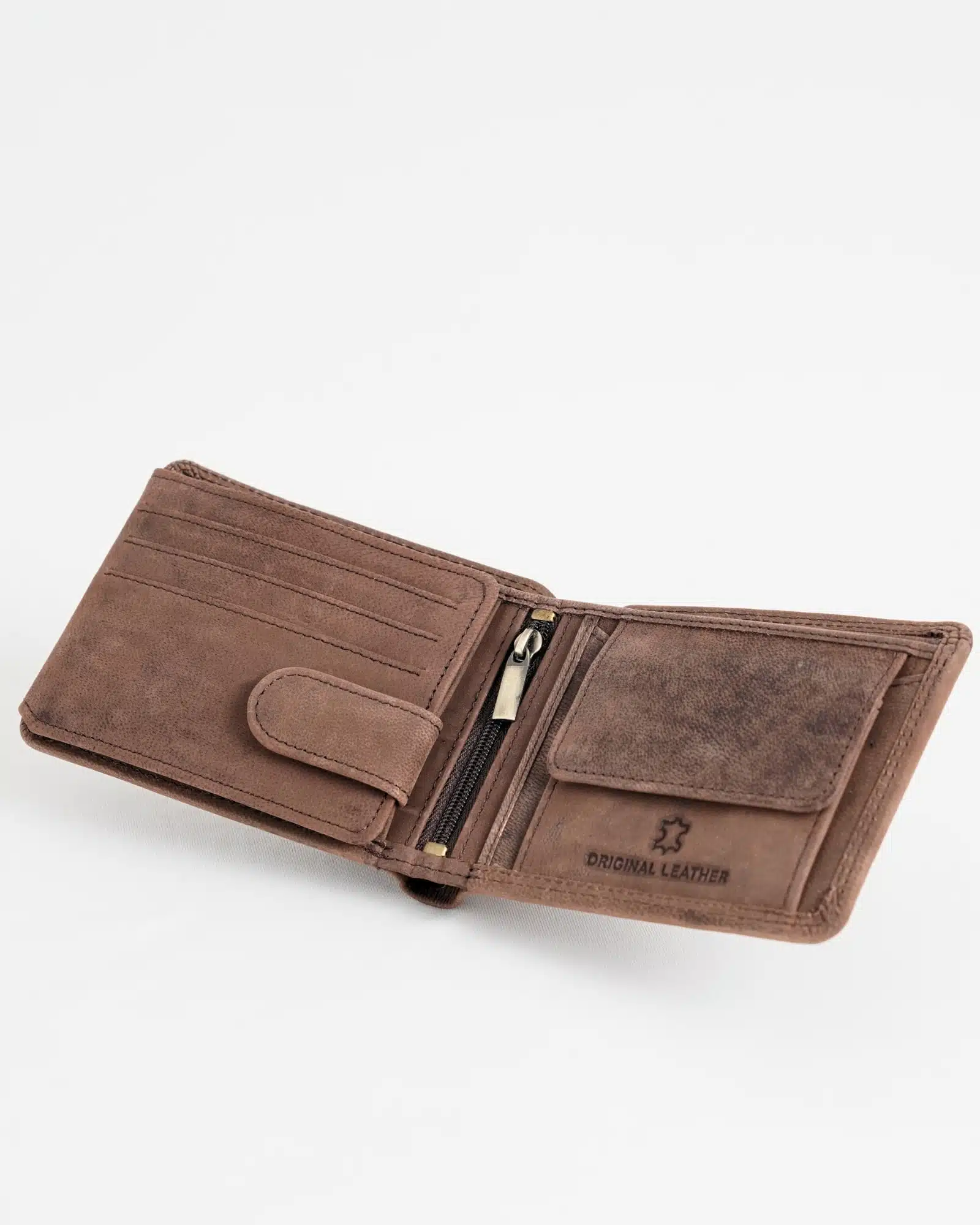 Cambridge - Men’s Original Leather Wallet (Rugged Series) - Brown - Image 9
