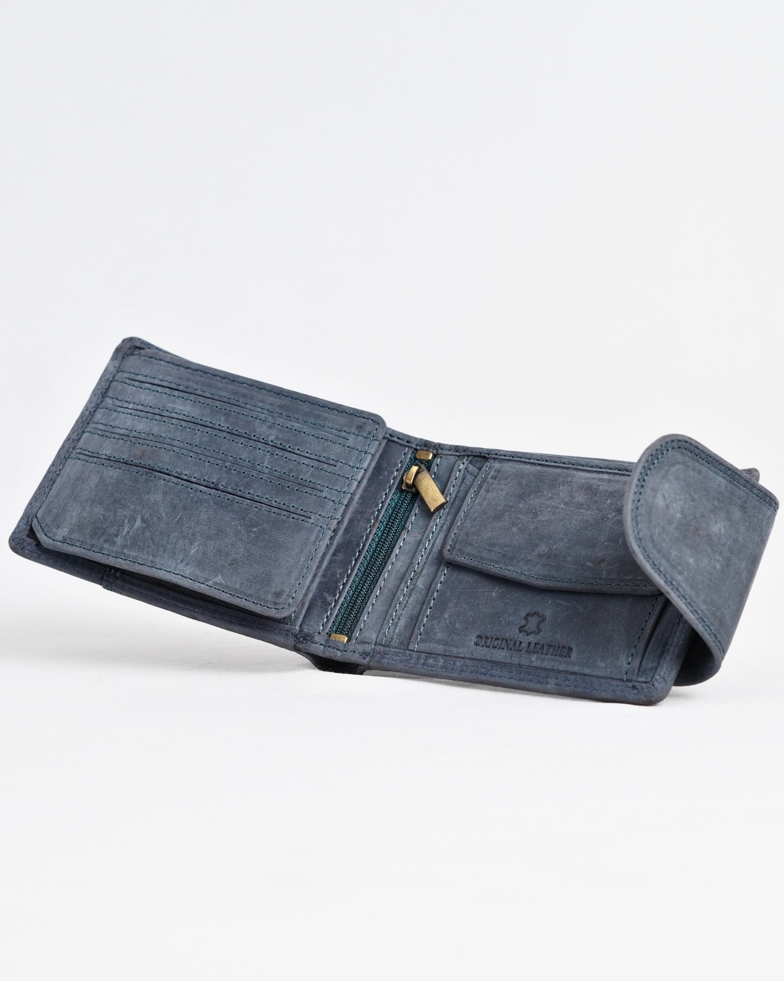 Derby - Men’s Original Leather Wallet (Rugged Blue) - Image 2