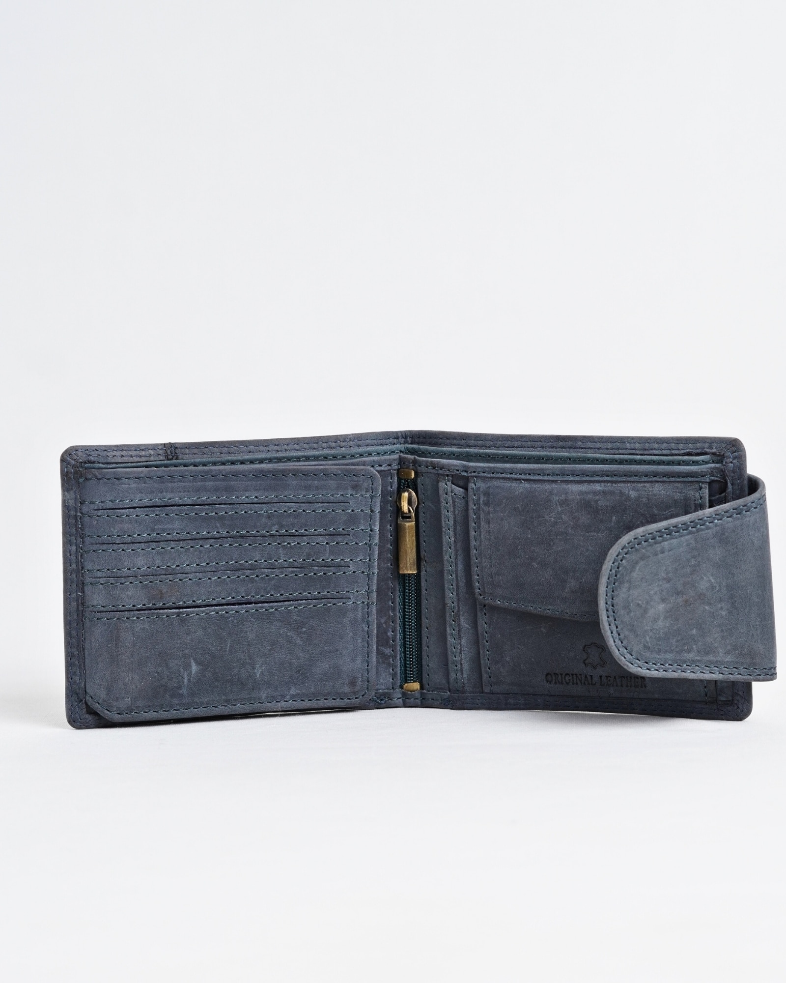 Derby - Men’s Original Leather Wallet (Rugged Blue) - Image 8