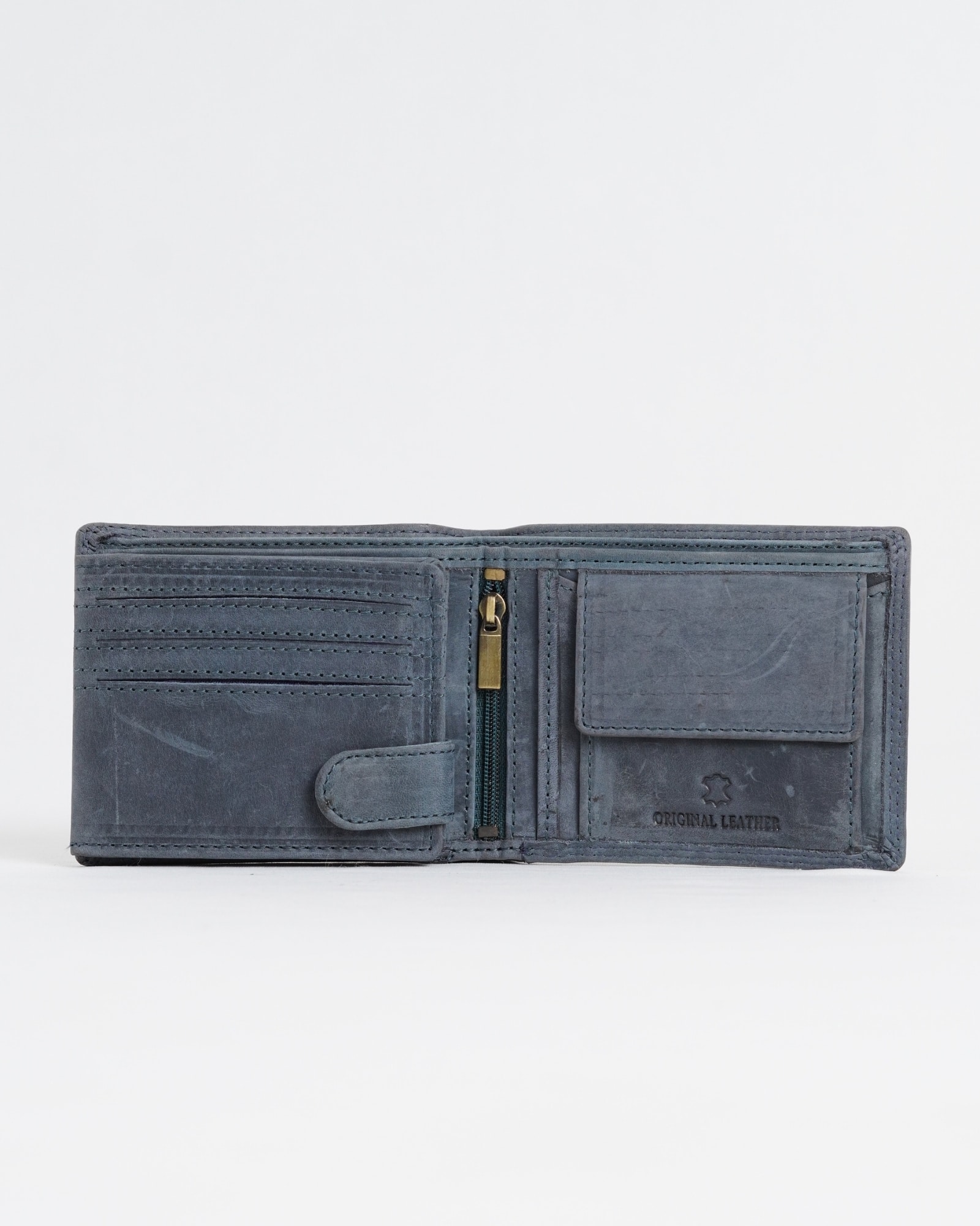 Harvard Men’s Original Leather Wallet (Rugged Blue) - Image 5