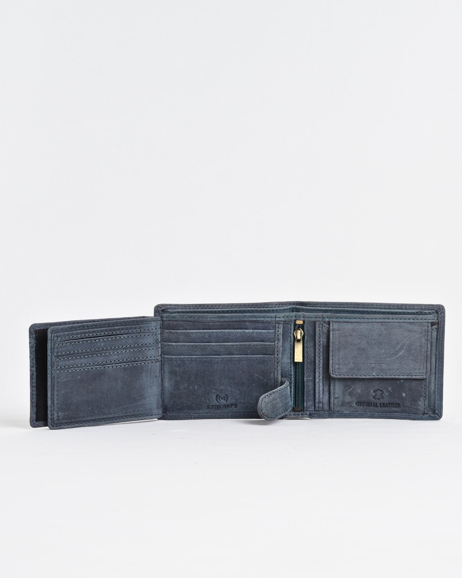 Harvard Men’s Original Leather Wallet (Rugged Blue) - Image 3