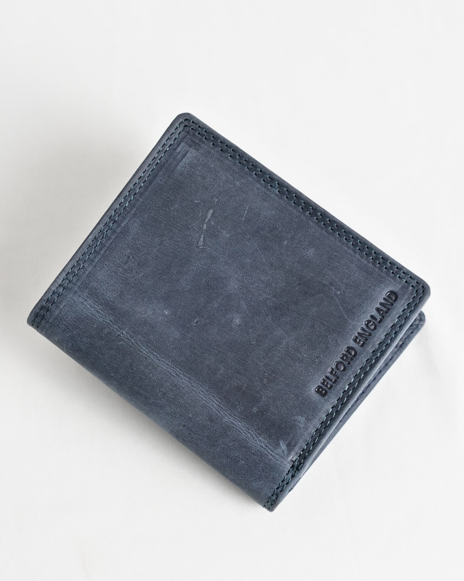 Hyde [Sleek Series] Men’s Original Leather Wallet (Rugged Blue)