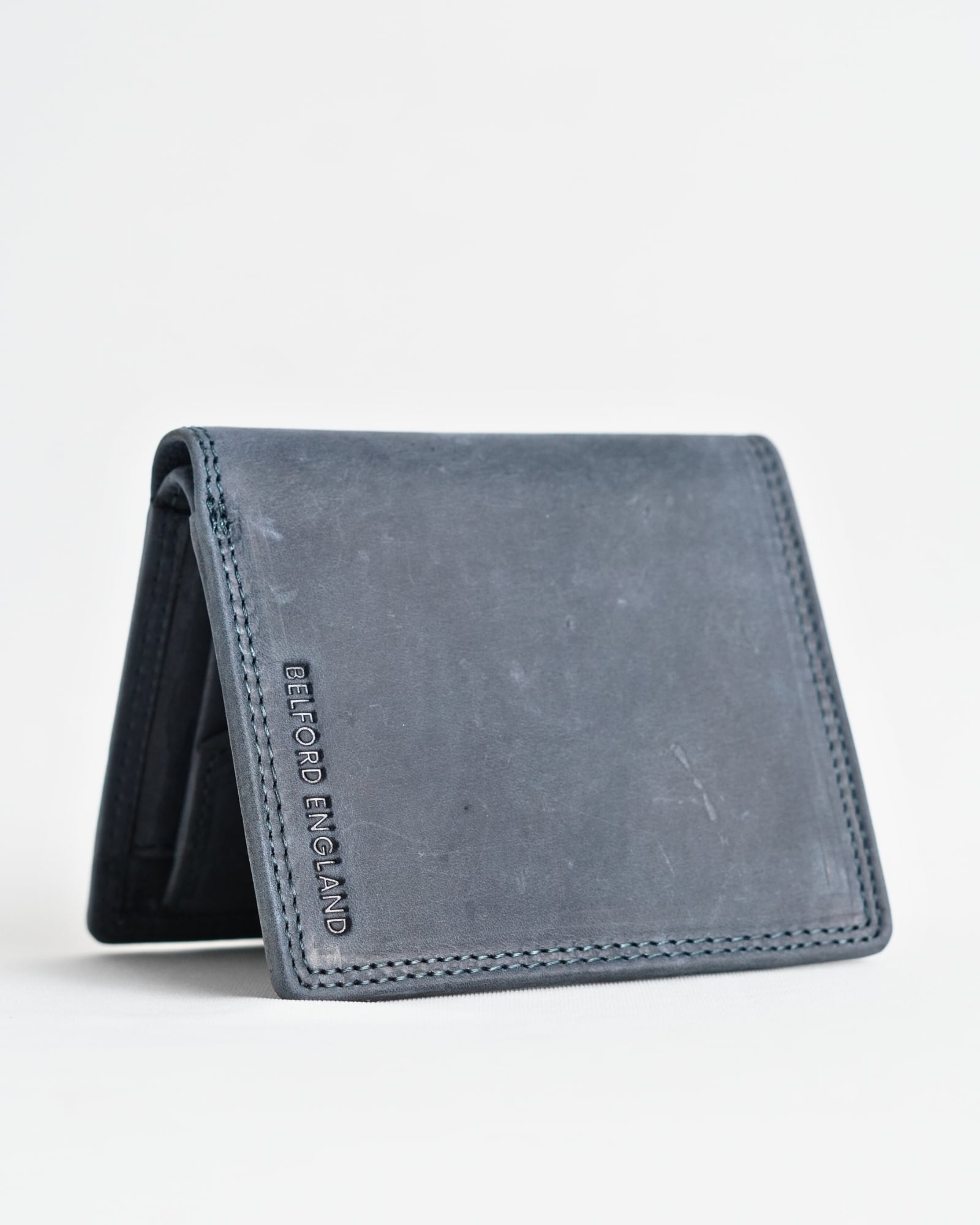 Hyde [Sleek Series] Men’s Original Leather Wallet (Rugged Blue) - Image 4