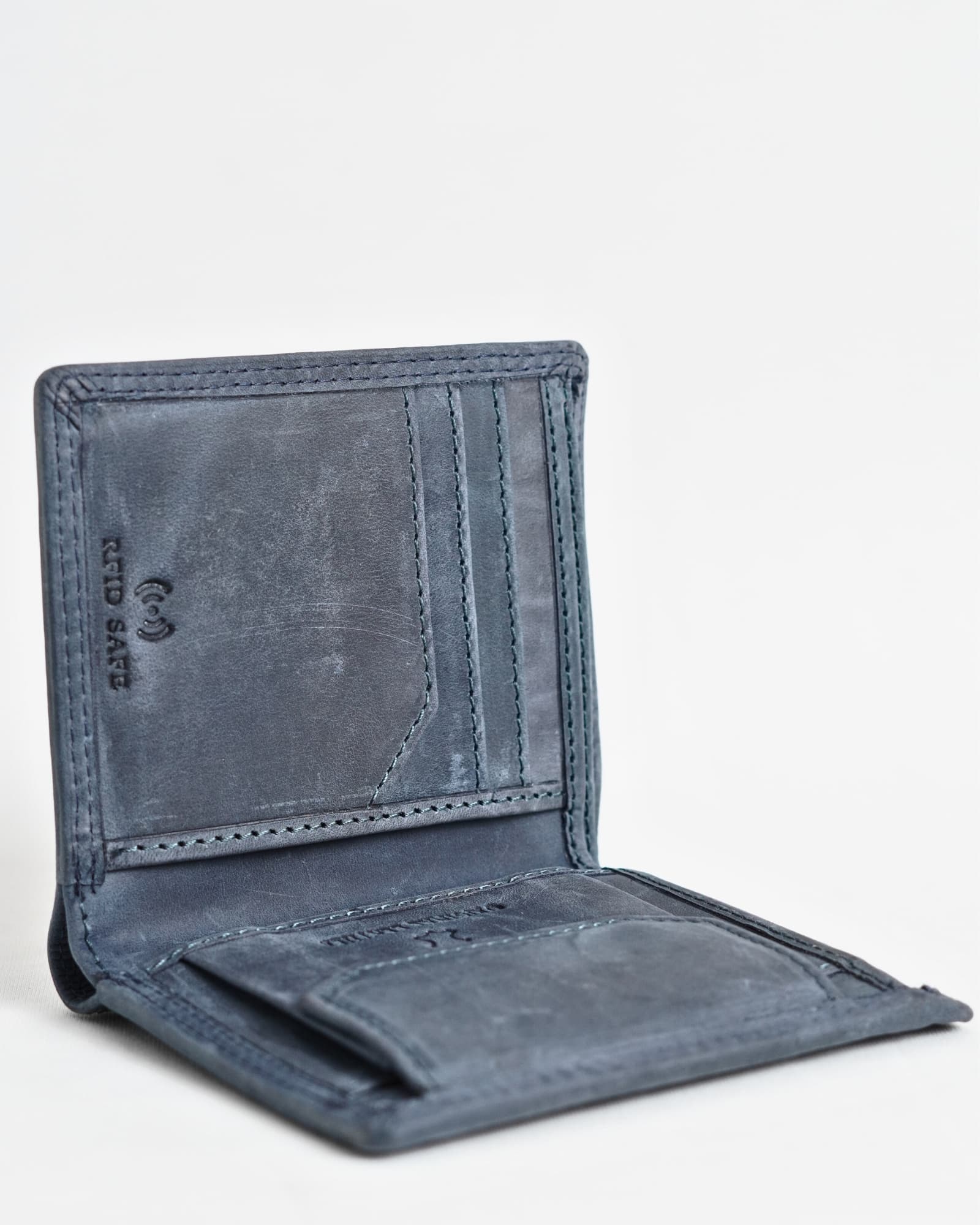 Hyde [Sleek Series] Men’s Original Leather Wallet (Rugged Blue) - Image 5