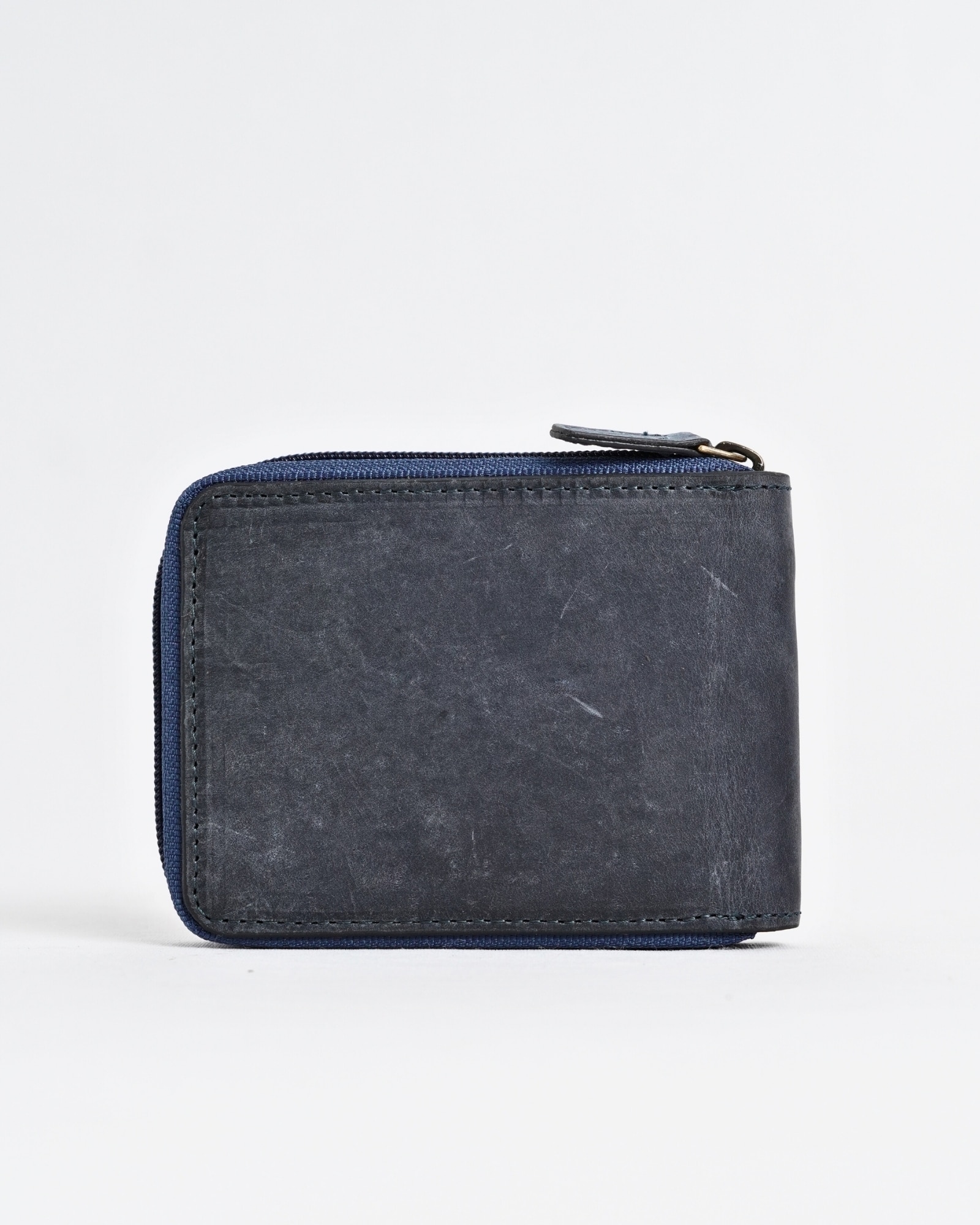 Tokyo Men’s Original Leather Zipper Wallet (Rugged Blue) - Image 2