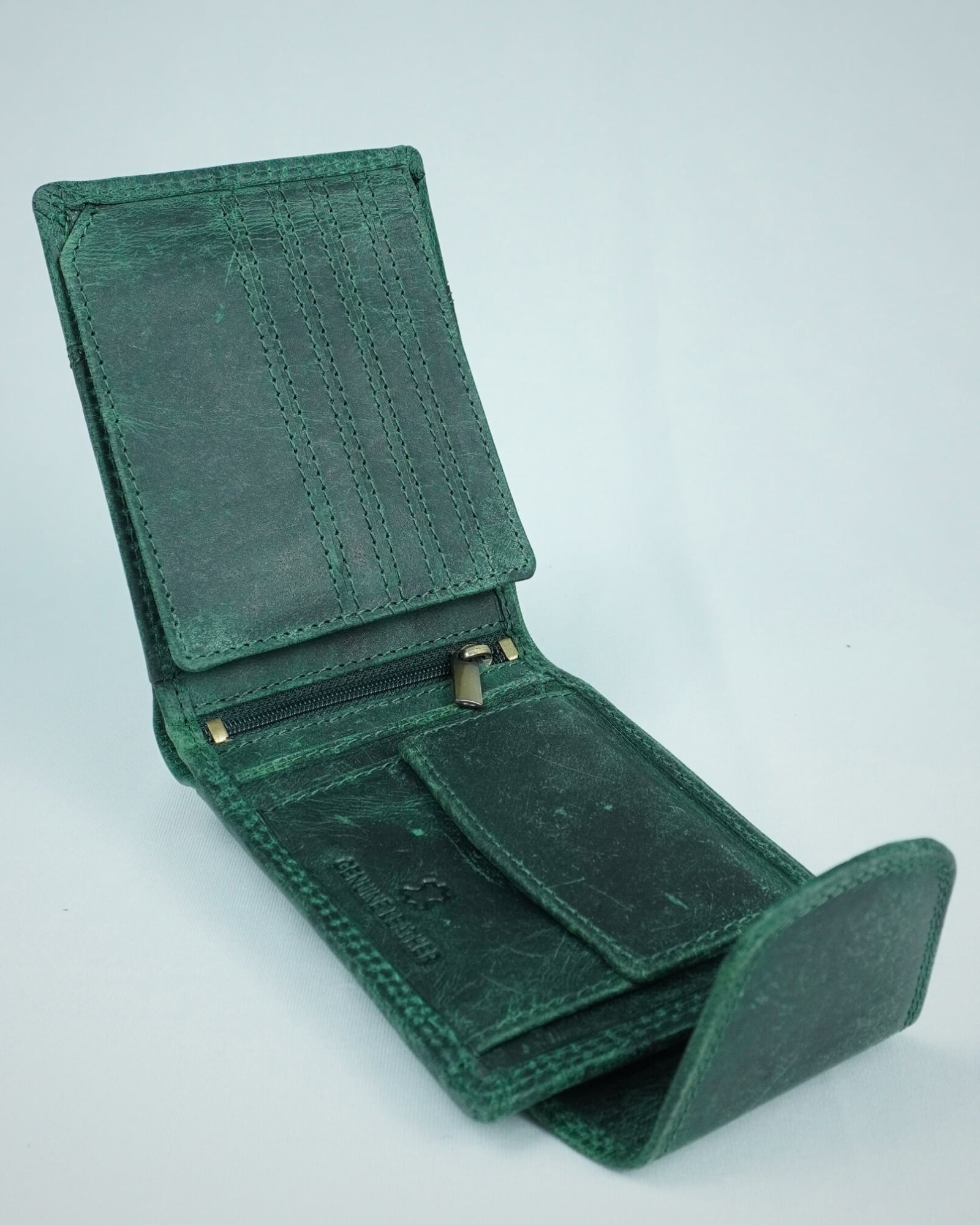 Derby - Men’s Original Leather Wallet (Rugged Series) - Green - Image 3