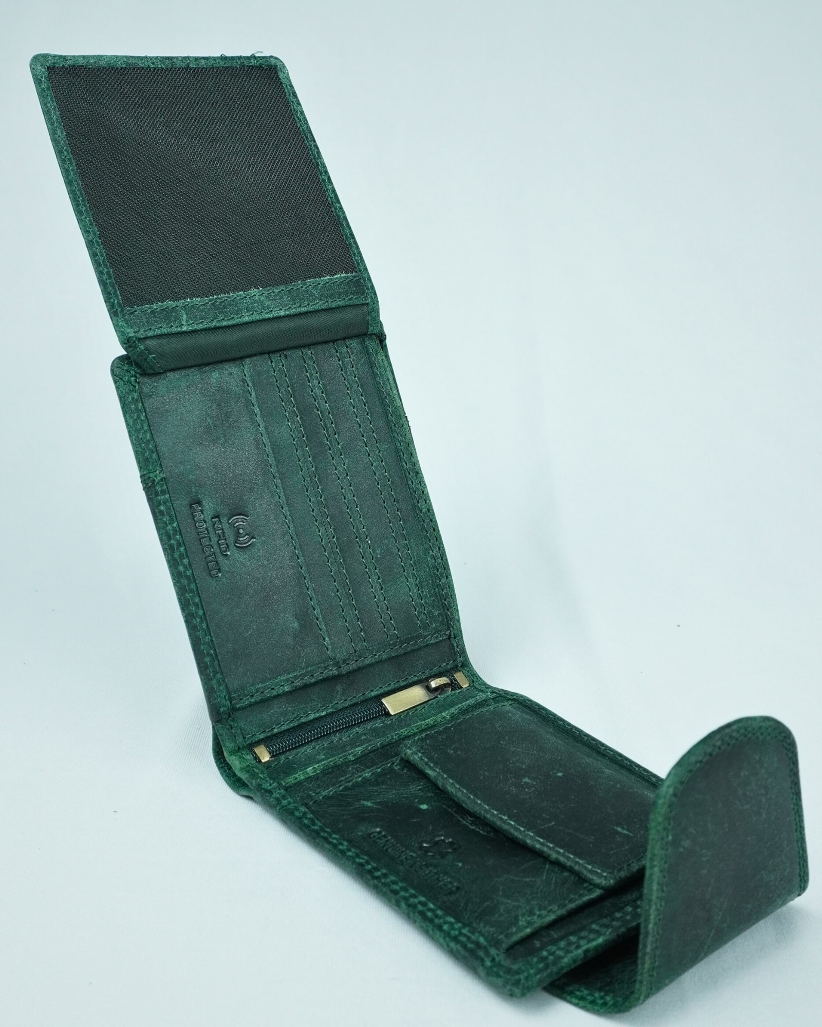 Derby - Men’s Original Leather Wallet (Rugged Series) - Green - Image 5