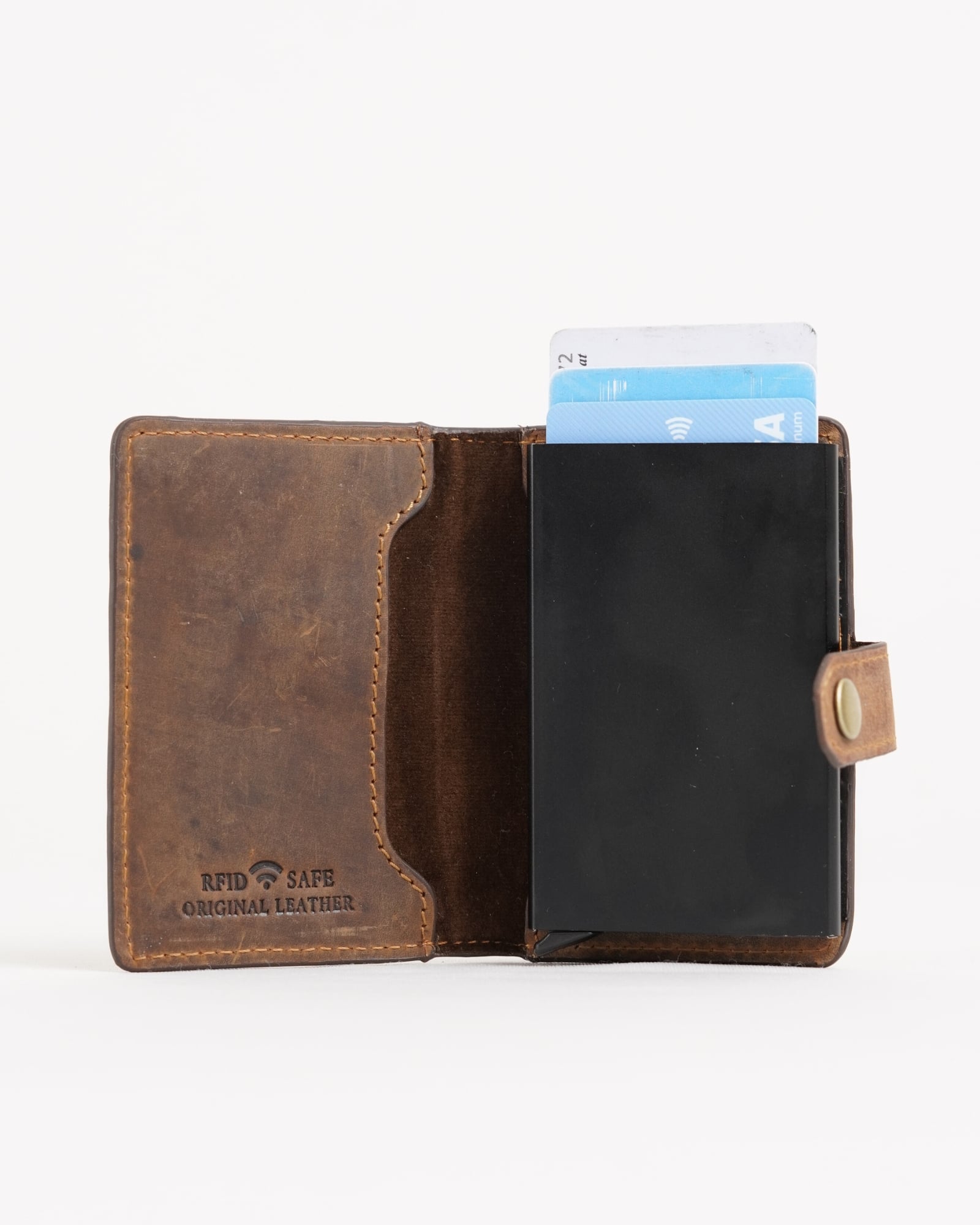 Las Vegas - Men’s Original Leather Wallet - One-Click Card Access - (Rugged Tan) - Image 2