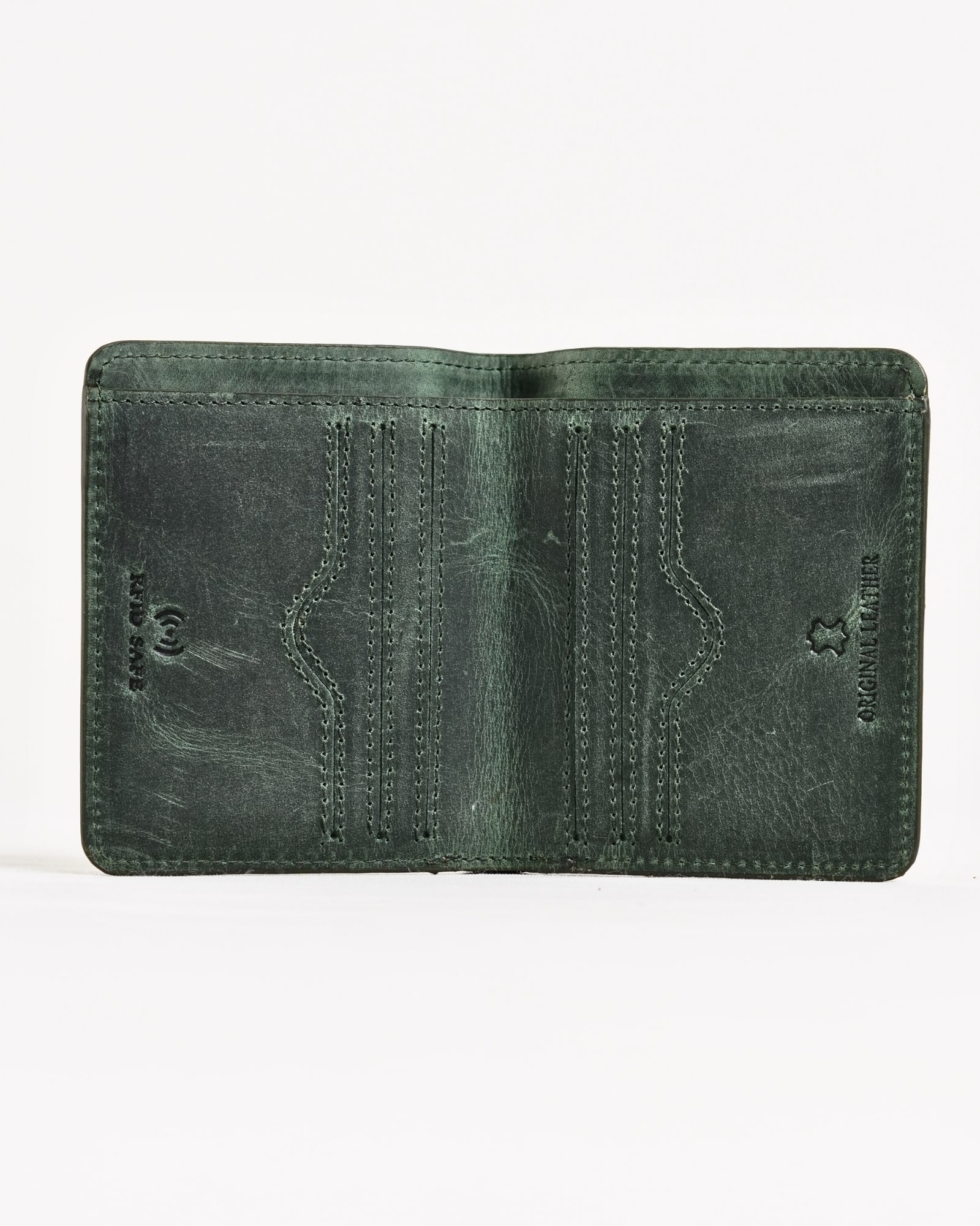 Boston (Sleek Series) - Men’s Original Leather Wallet (Rugged Green) - Image 2
