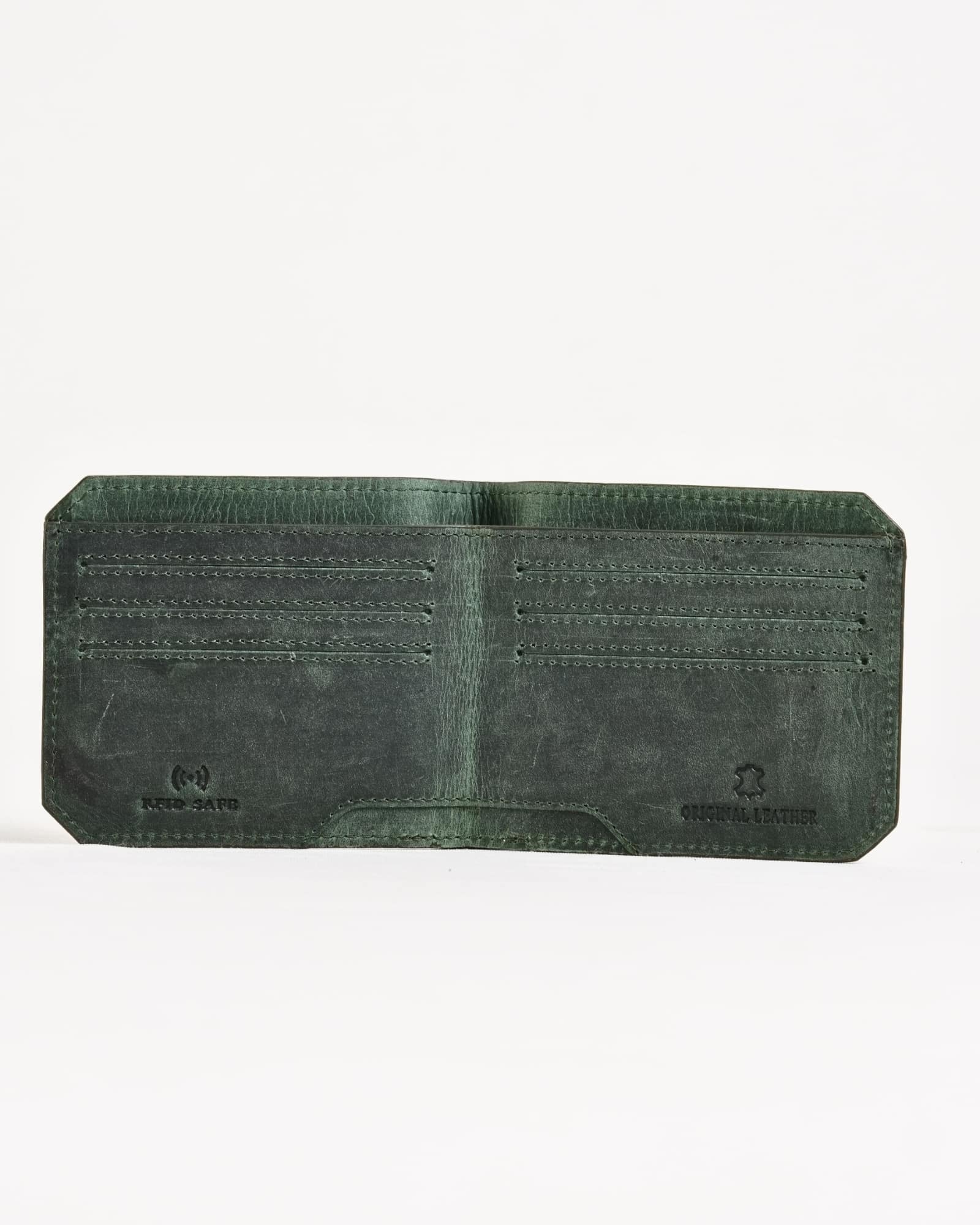 Miami (Sleek Series) - Men’s Original Leather Wallet (Rugged Green) - Image 2