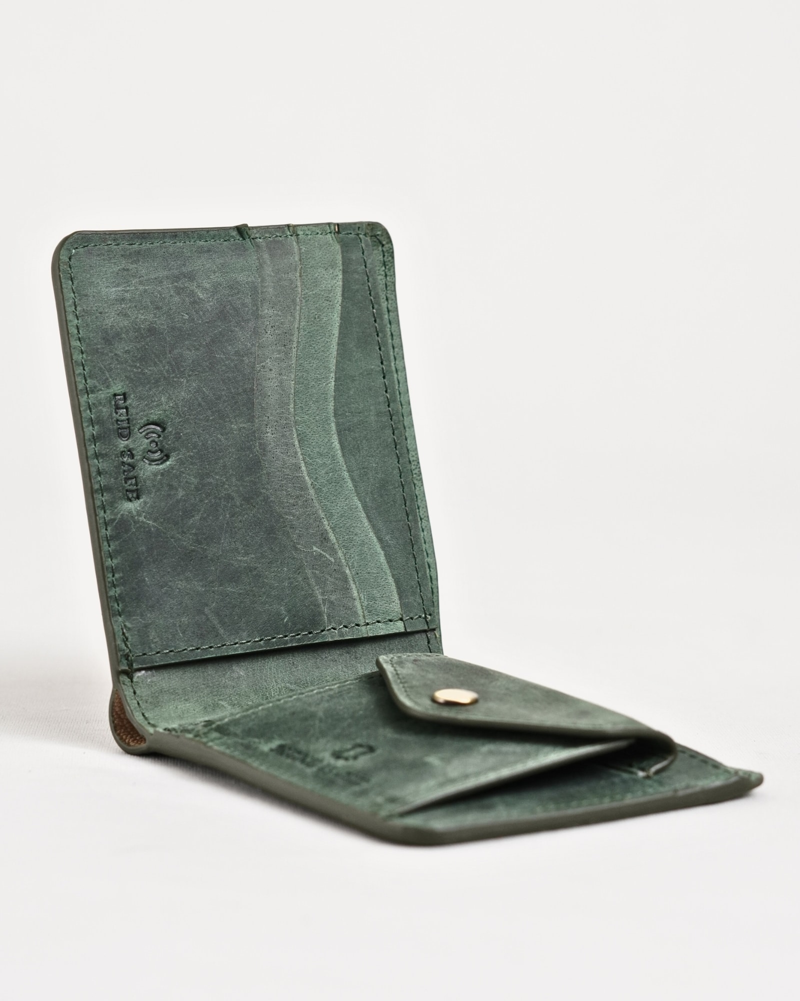 Broadway  (Sleek Series) - Men’s Original Leather Wallet (Rugged Green) - Image 4