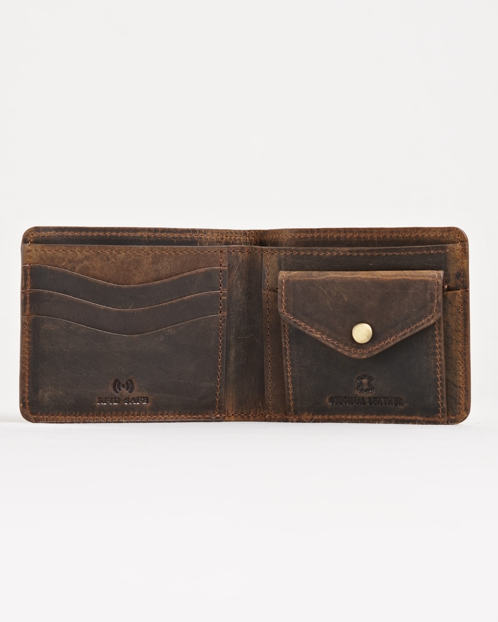 Broadway (Sleek Series) - Men’s Original Leather Wallet (Rugged Brown)