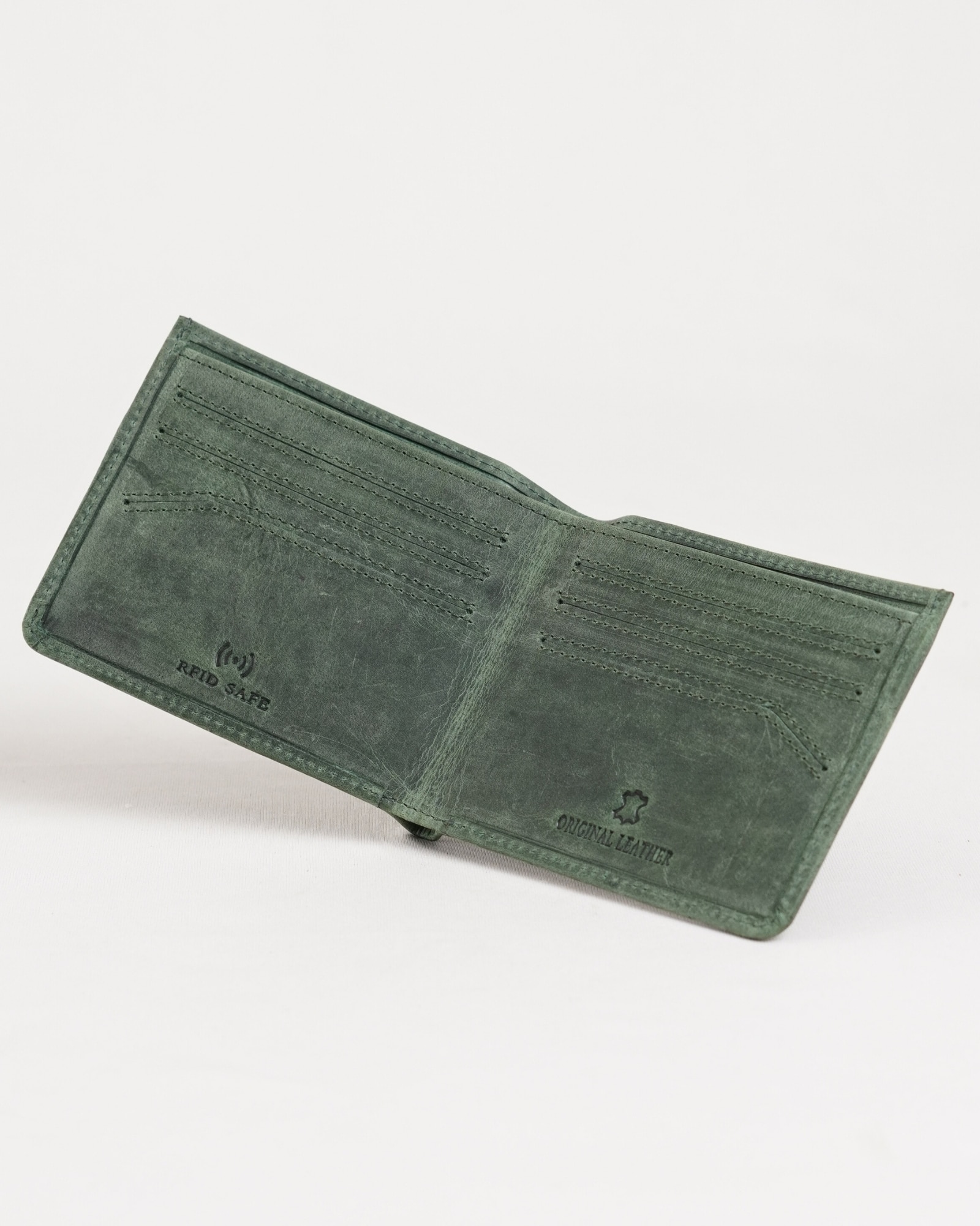 Texas (Sleek Series) - Men’s Original Leather Wallet (Rugged Green) - Image 2