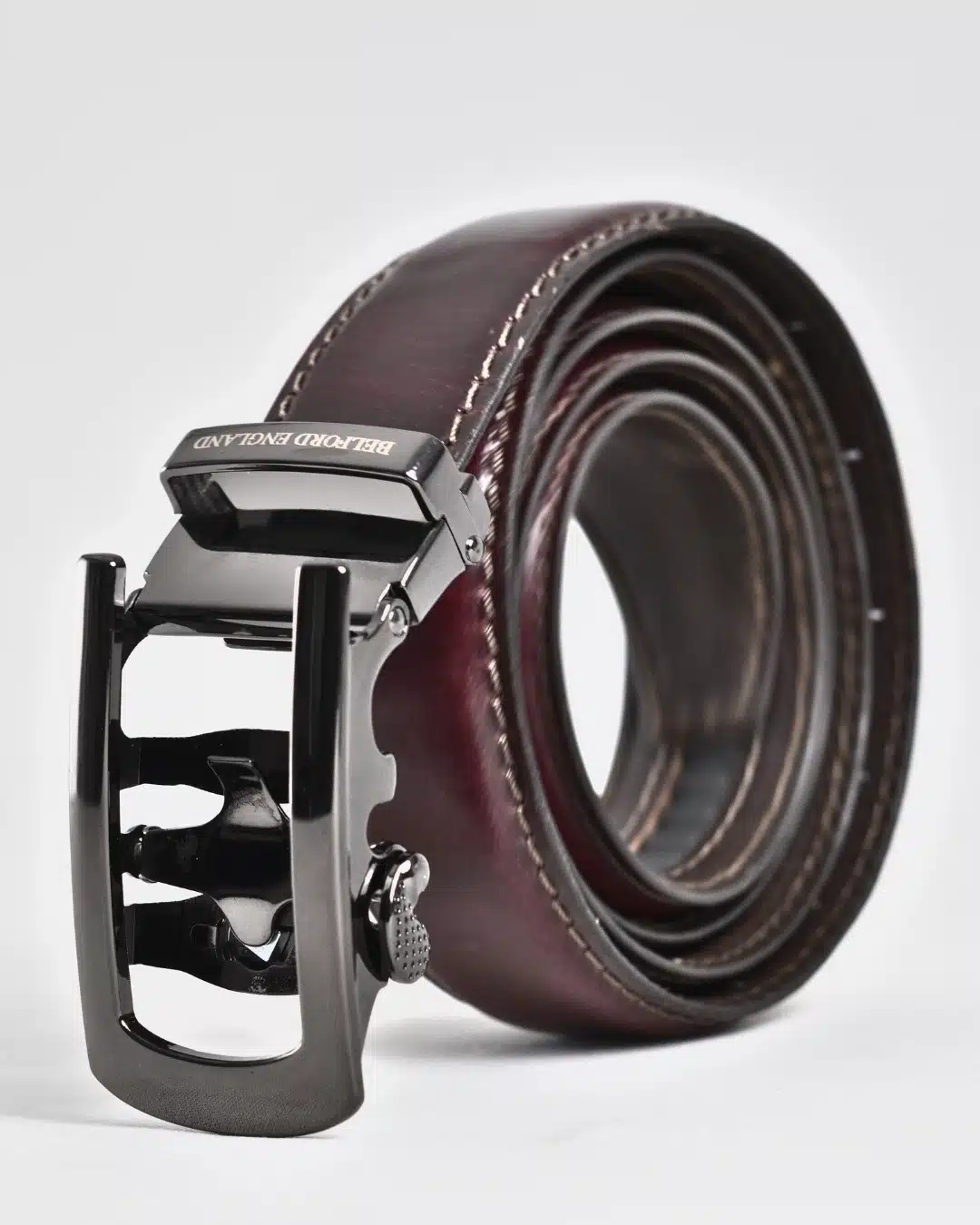 Oxford Men's Original Leather Belt  (Burgundy Blend) - 28-44 - Image 5